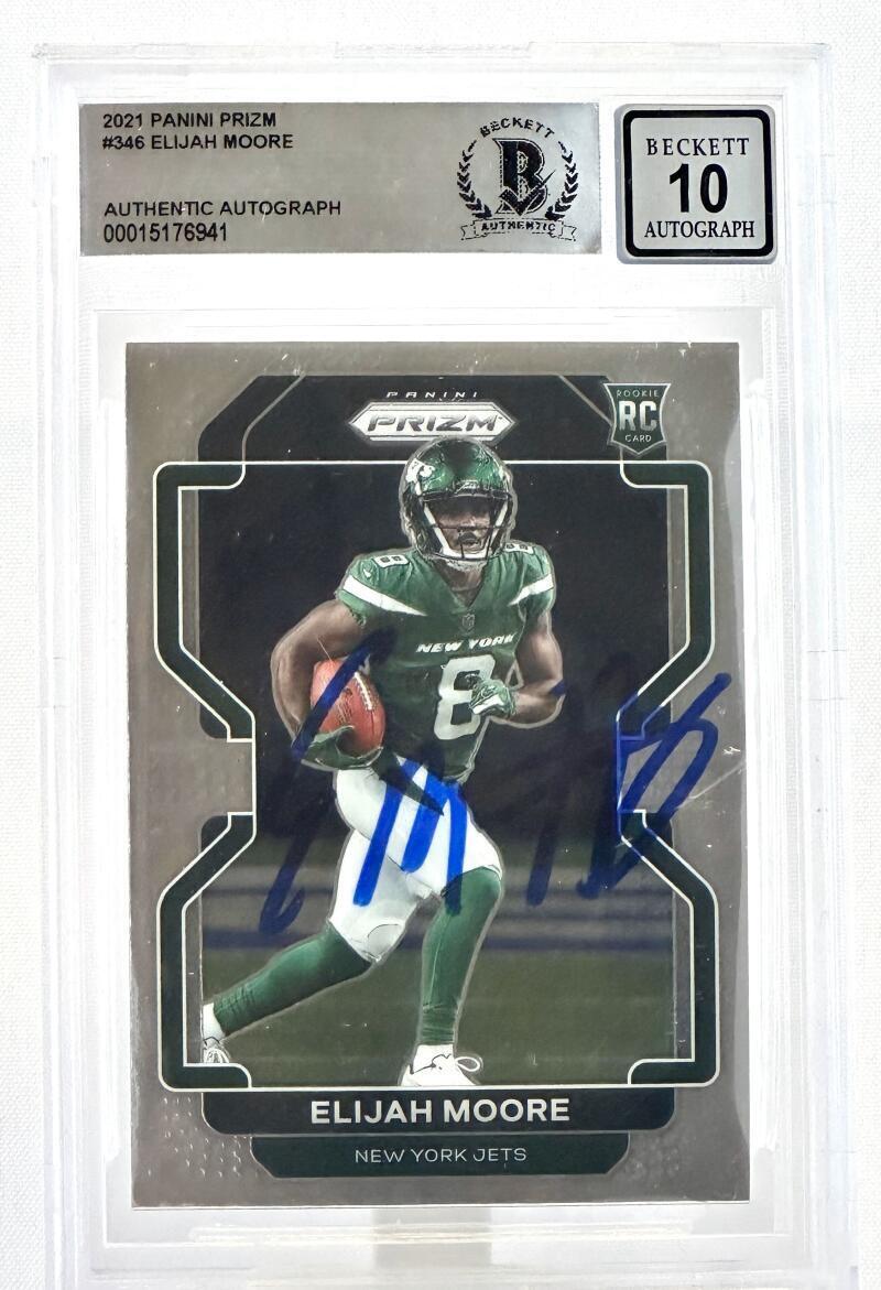 2021 Panini Prizm #346 Elijah Moore Auto New York Jets BGS Autograph 10