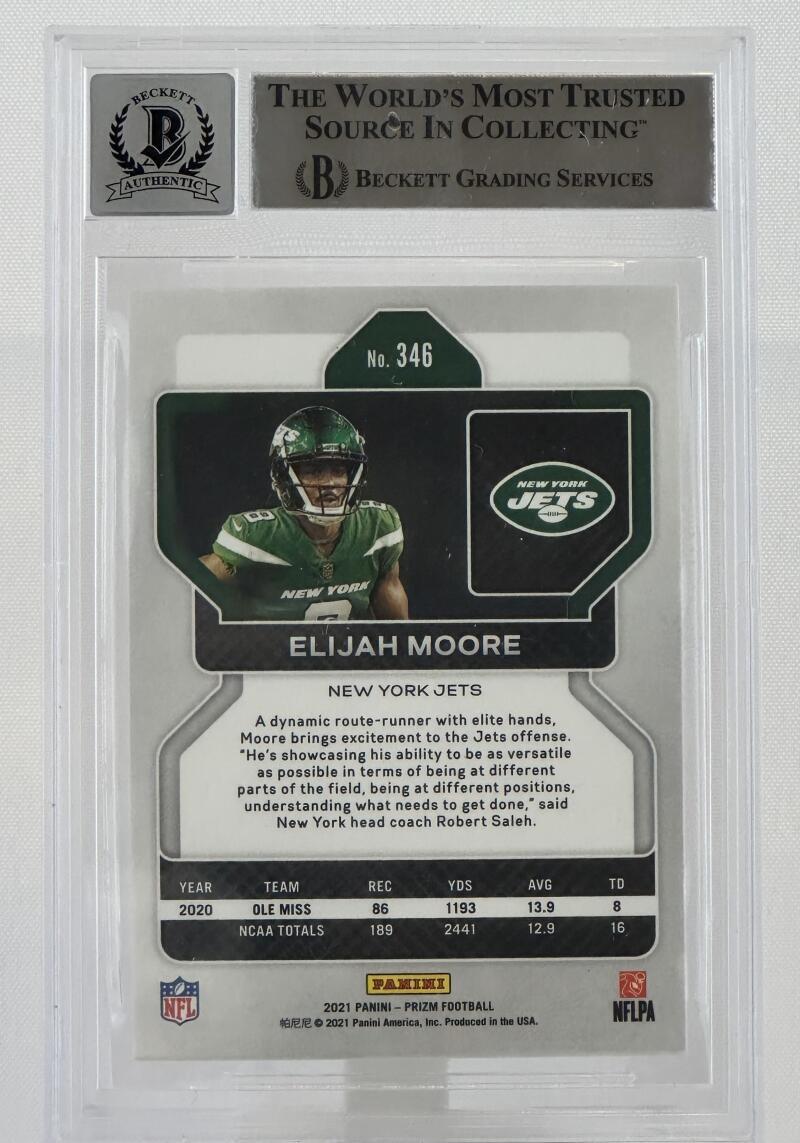 2021 Panini Prizm #346 Elijah Moore Auto New York Jets BGS Autograph 10