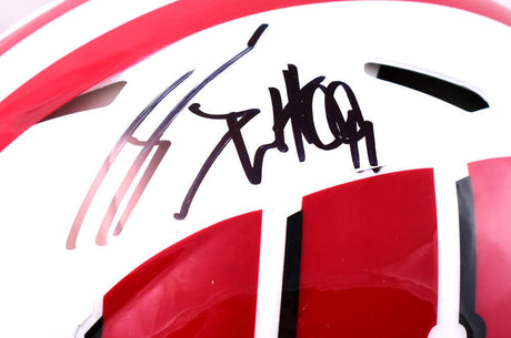 JJ Watt Autographed Wisconsin F/S Speed Authentic Helmet-Beckett W Hologram