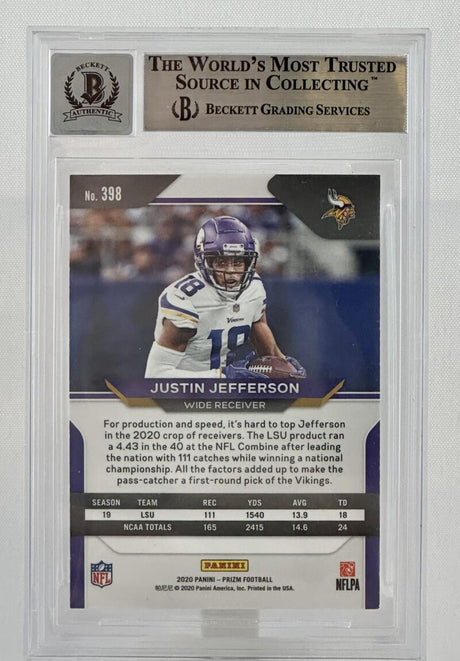 2020 Panini Prizm #398A Justin Jefferson Auto Minnesota Vikings BGS Autograph 10