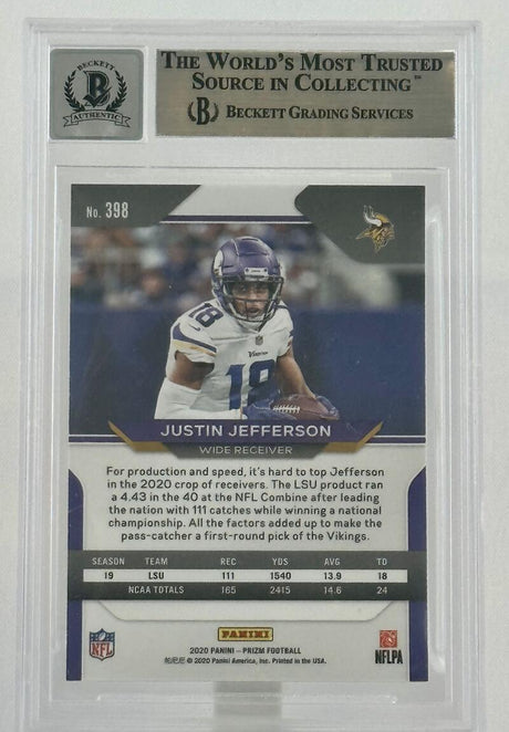 2020 Panini Prizm #398A Justin Jefferson Auto Minnesota Vikings BGS Autograph 10