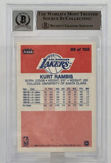 1986-87 Fleer #89 Kurt Rambis Auto Los Angles Lakers BGS Autograph 10