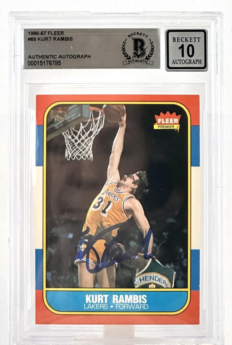 1986-87 Fleer #89 Kurt Rambis Auto Los Angles Lakers BGS Autograph 10
