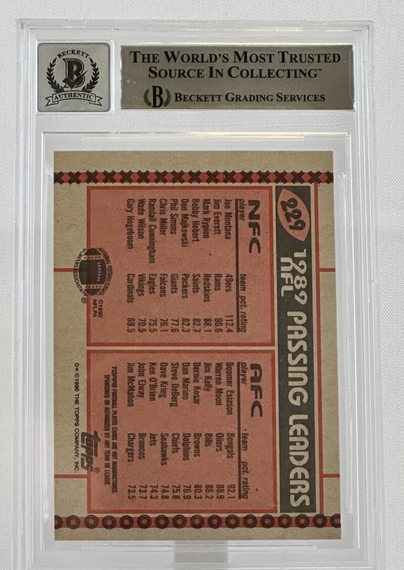 1990 Topps #229A Joe Montana Boomer Esiason Dual Signed BGS Autograph 10