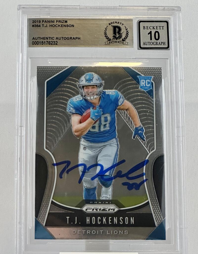 2019 Panini Prizm #364 T.J. Hockenson Auto Detroit Lions BGS Autograph 10
