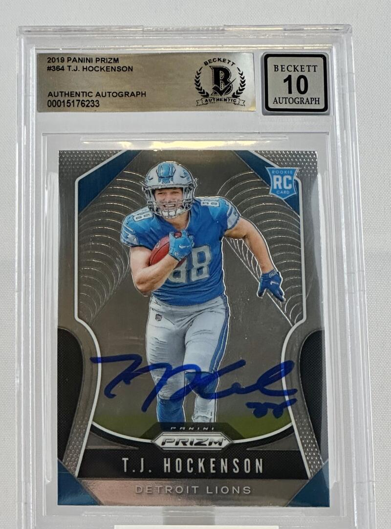 2019 Panini Prizm #364 T.J. Hockenson Auto Detroit Lions BGS Autograph 10