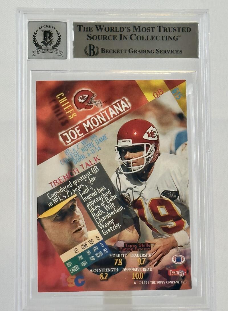 1994 Topps Stadium Club #615 Joe Montana Auto KC Chiefs BGS Autograph 10