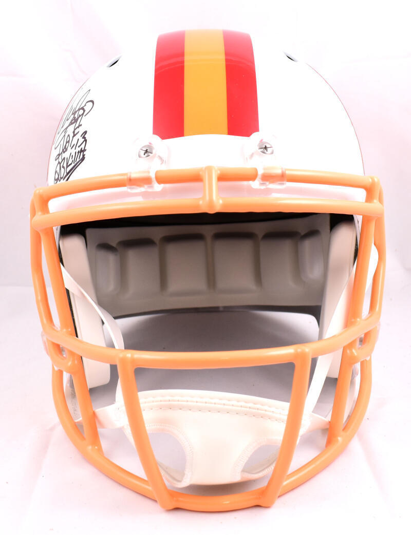 Warren Sapp Signed Buccaneers F/S 76-96 Speed Helmet w/2 insc.-Beckett W Holo