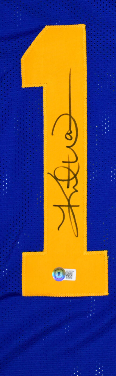 Kurt Warner Autographed Blue Yellow Pro Style Jersey - Beckett W Hologram *Black
