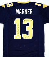 Kurt Warner Autographed Blue Gold Pro Style Jersey w/HOF, SB MVP -Beckett W Holo