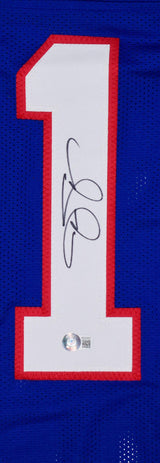 Jason Sehorn Autographed Blue Pro Style Jersey-Beckett W Hologram *Black