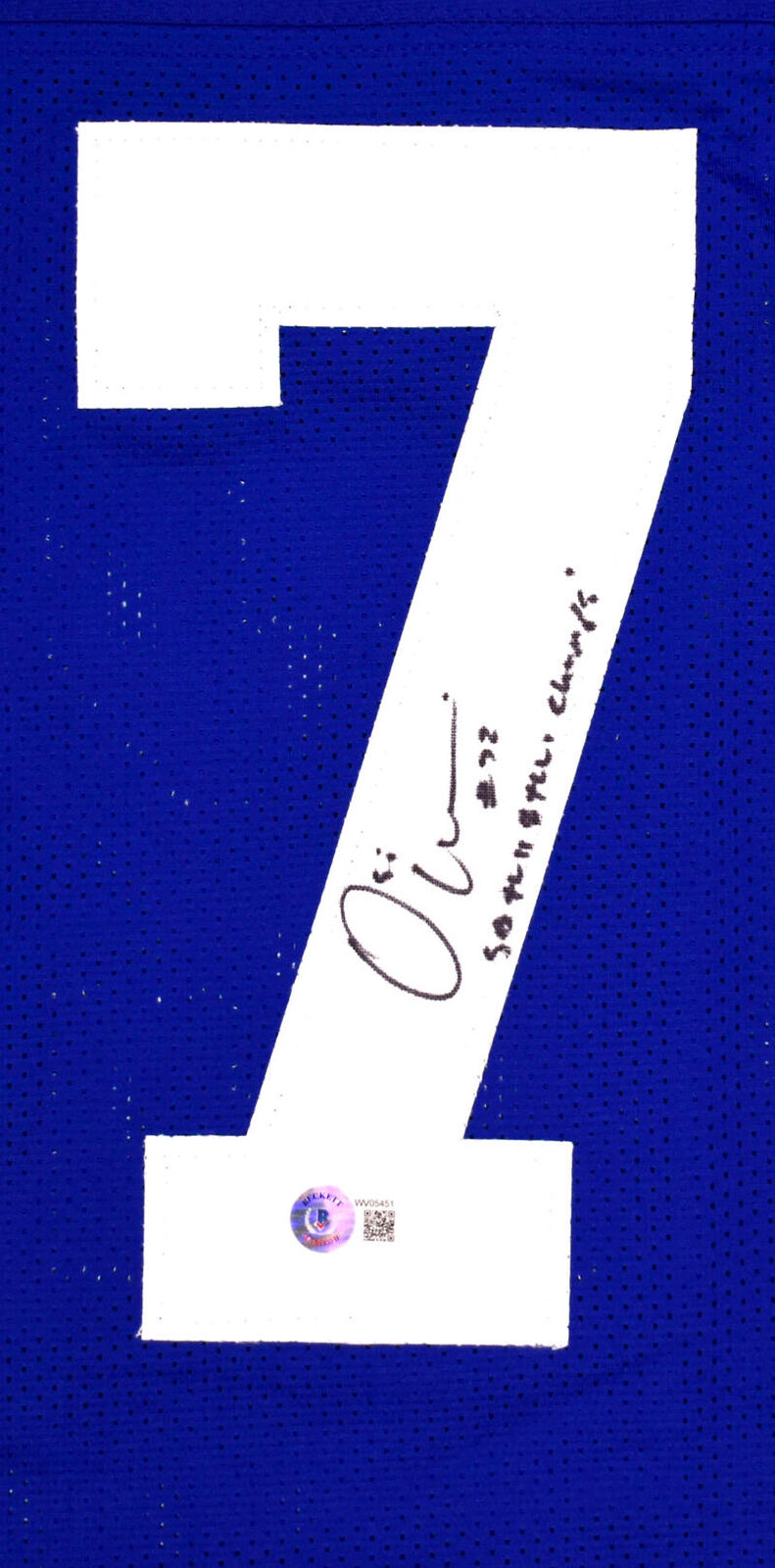Osi Umenyiora Autographed Blue Pro Style Jersey w/SB Champs -Beckett W Hologram