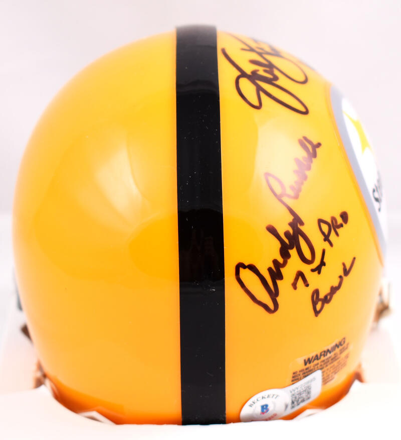 Ham Lambert Russell Autographed Pittsburgh Steelers 62 Mini Helmet-BeckettW Holo