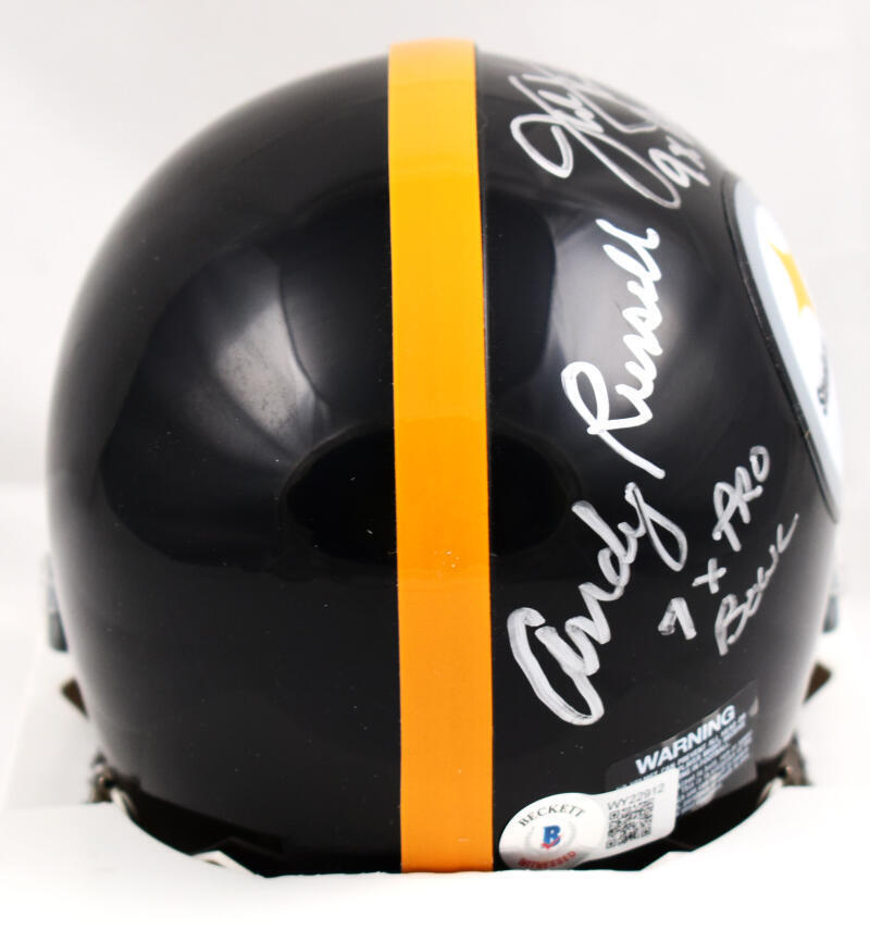 Ham Lambert Russell Autographed Steelers 63-76 Mini Helmet-Beckett W Hologram