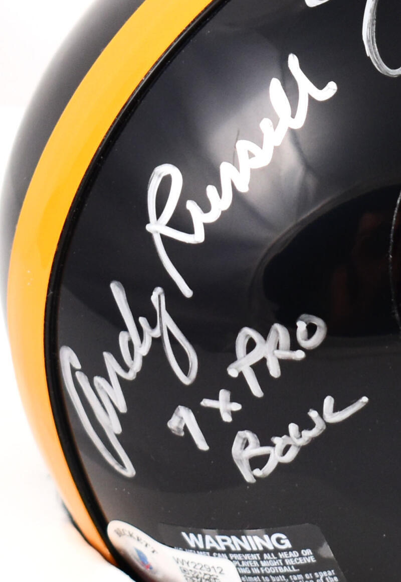 Ham Lambert Russell Autographed Steelers 63-76 Mini Helmet-Beckett W Hologram