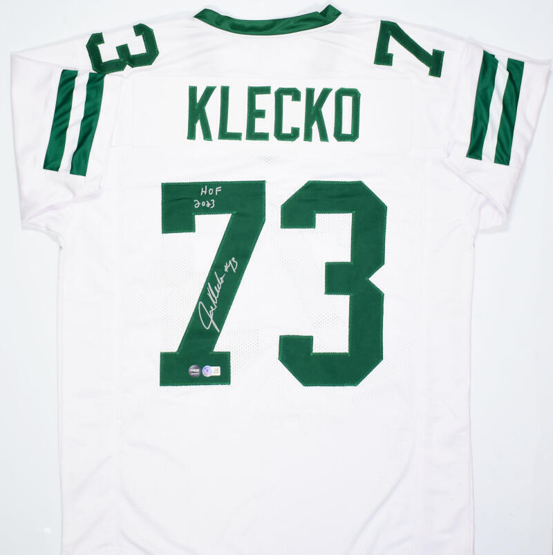 Joe Klecko Autographed White Pro Style Jersey w/HOF- Beckett W Hologram *Silver