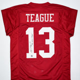 George Teague Autographed Crimson College Style Jersey w/ 92 Champs - Prova