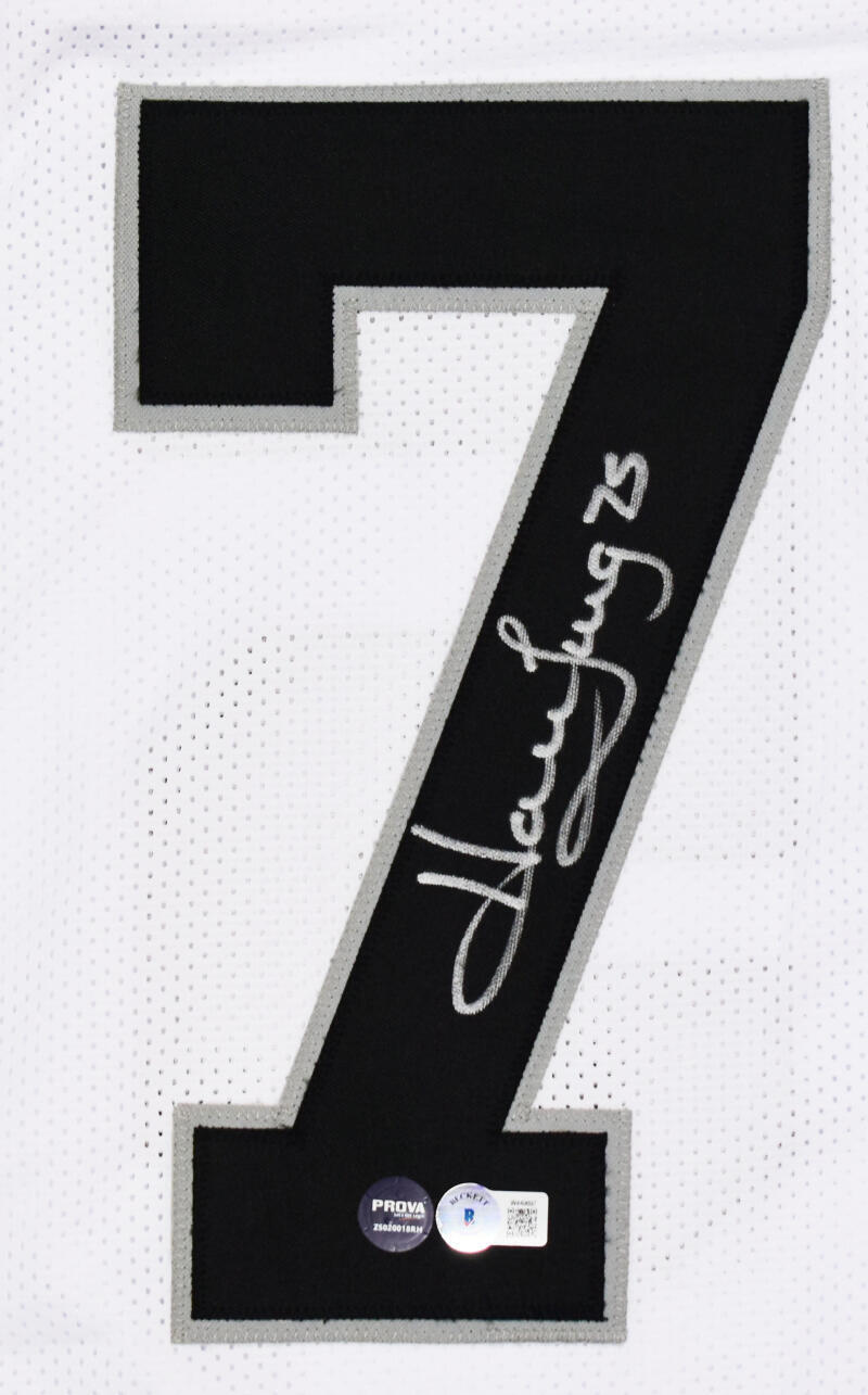 Howie Long Autographed White Pro Style Jersey- Beckett W Hologram *Silver