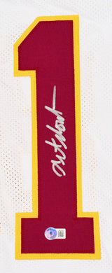Art Monk Autographed White Pro Style Jersey- Beckett W Hologram *Silver