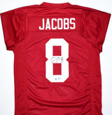 Josh Jacobs Autographed Crimson College Style Jersey- Beckett W Hologram *Black
