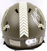 Hendon Hooker Signed Lions Salute to Service Speed Mini Helmet-Beckett W Holo