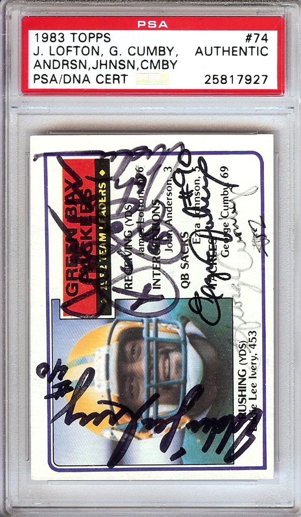James Lofton & Others Autographed 1983 Topps Card #74 Green Bay Packers PSA/DNA #25817927