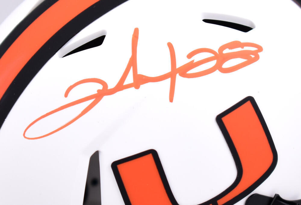 Clinton Portis Signed Miami Hurricanes Lunar Speed Mini Helmet-Beckett W Holo