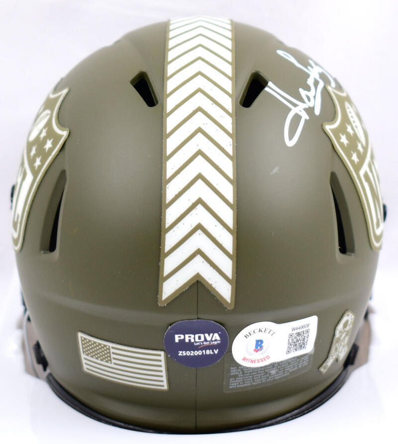 Howie Long Signed NFL Salute to Service Speed Mini Helmet-Beckett W Hologram