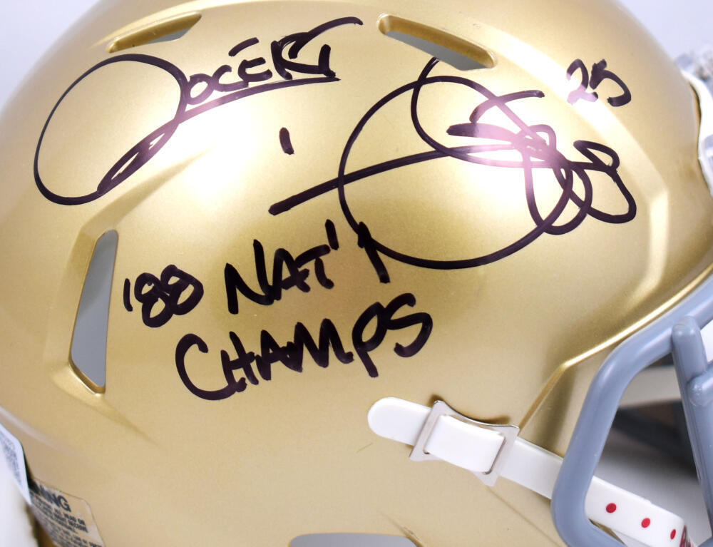 Rocket Ismail Autographed Notre Dame Speed Mini Helmet w/88 Natl Champs- Beckett