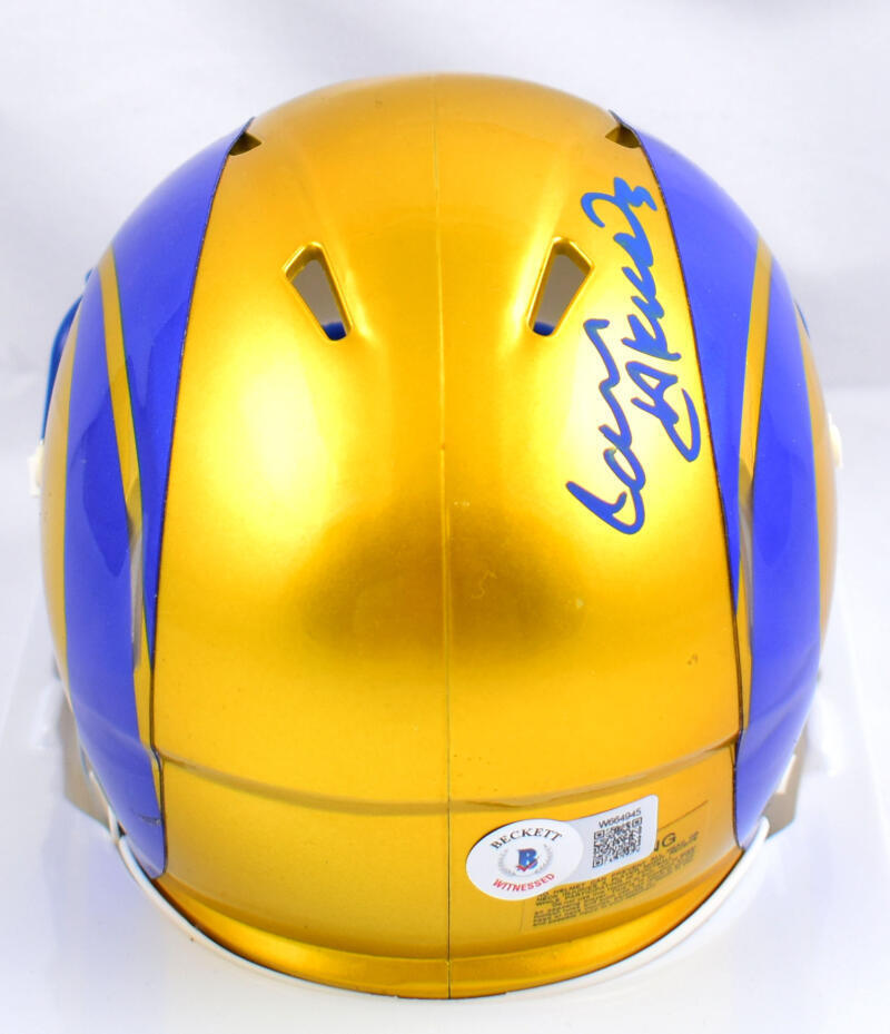 Cam Akers Autographed Rams Flash Speed Mini Helmet-Beckett W Holo *Blue #3