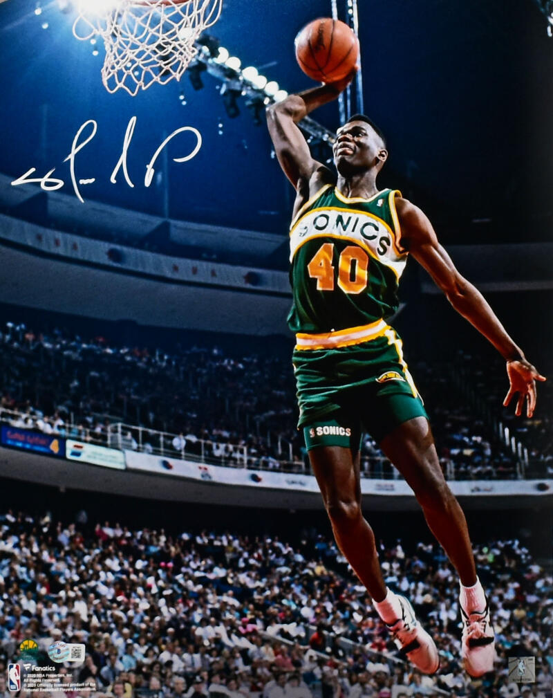 Shawn Kemp Autographed Seattle Supersonics 16x20 Dunking Photo- Beckett W Holo