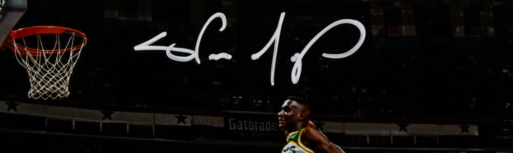 Shawn Kemp Signed Supersonics 8x10 Slam Dunk Photo *Horizontal- Beckett W Holo