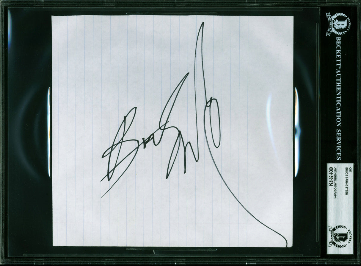 Bruce Springsteen Authentic Signed 7.5x8 Cut Signature Autographed BAS Slabbed