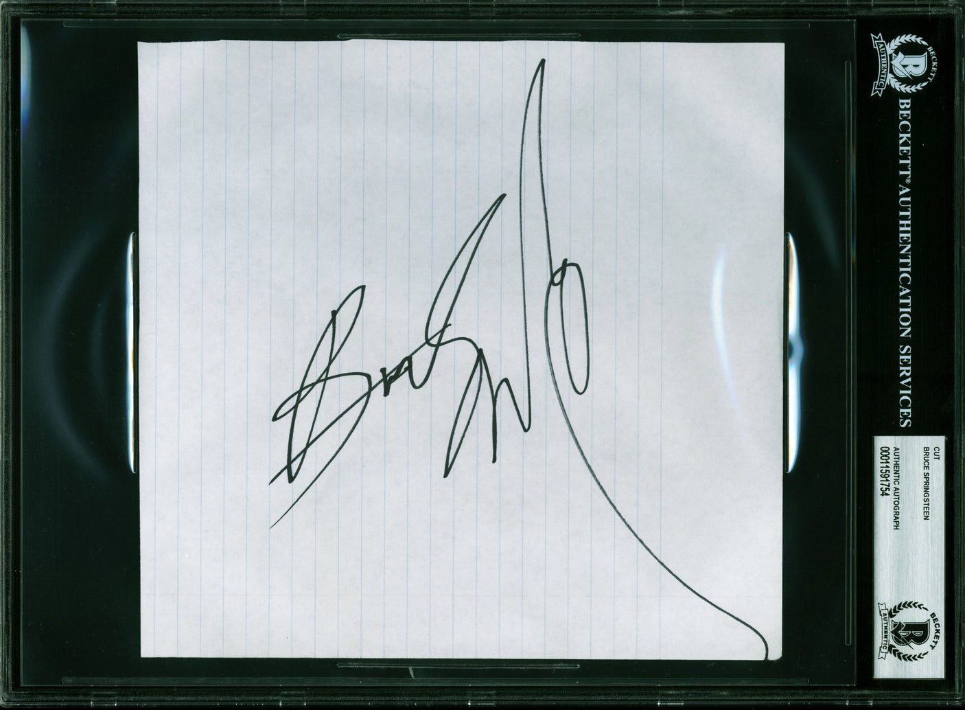Bruce Springsteen Authentic Signed 7.5x8 Cut Signature Autographed BAS Slabbed