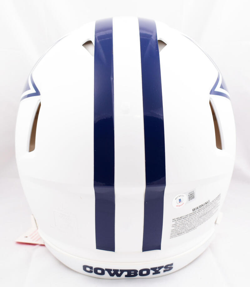 Dak Prescott Signed Cowboys F/S Flat White Speed Authentic Helmet - Beckett W