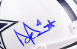 Dak Prescott Signed Cowboys F/S ALT 2022 Speed Helmet-Beckett W Holo *Light Blue