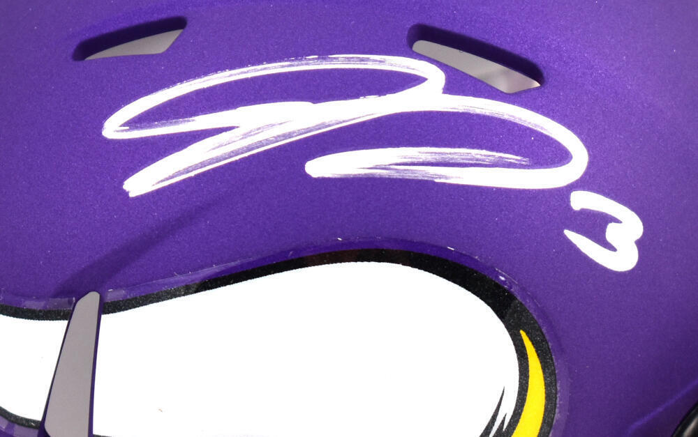 Jordan Addison Autographed Minnesota Vikings Speed Mini Helmet #3-Beckett W Holo