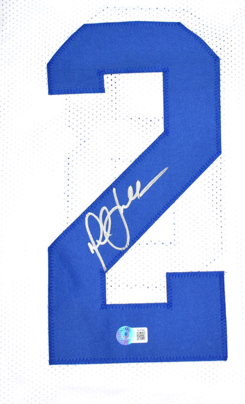 Marshall Faulk Autographed White Pro Style Jersey- Beckett W Hologram *Silver