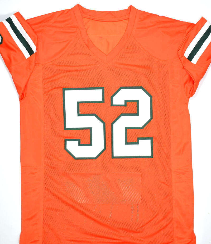 Ray Lewis Autographed Orange College Style STAT Jersey-Beckett W Hologram *Black