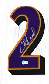 Ed Reed Autographed White Pro Style Jersey - Beckett W Hologram *Silver