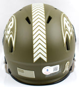 Ed Reed Signed Ravens Salute to Service Speed Mini Helmet - Beckett W Hologram