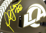 Marshall Faulk Signed Rams Salute to Service Speed Mini Helmet-Beckett W Holo