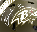 Ray Lewis Signed Ravens Salute to Service Speed Mini Helmet-Beckett W Hologram