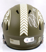 Ray Lewis Signed Ravens Salute to Service Speed Mini Helmet-Beckett W Hologram