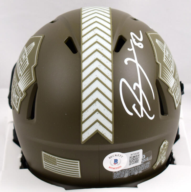 Ed Reed Ray Lewis Signed HOF Salute to Service Speed Mini Helmet-Beckett W Holo