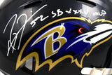 Ray Lewis Autographed Ravens Speed Mini Helmet w/SB MVP-Beckett W Holo *White