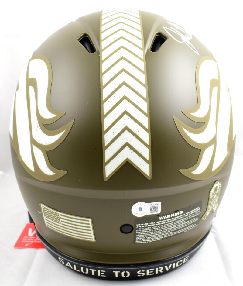 John Elway Signed Broncos F/S Salute to Service Speed Authentic Helmet-Beckett W