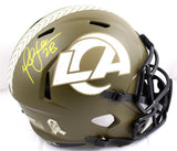 Marshall Faulk Signed F/S Rams Salute to Service Speed Helmet - Beckett W Holo