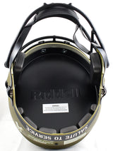 Marshall Faulk Signed F/S Rams Salute to Service Speed Helmet - Beckett W Holo