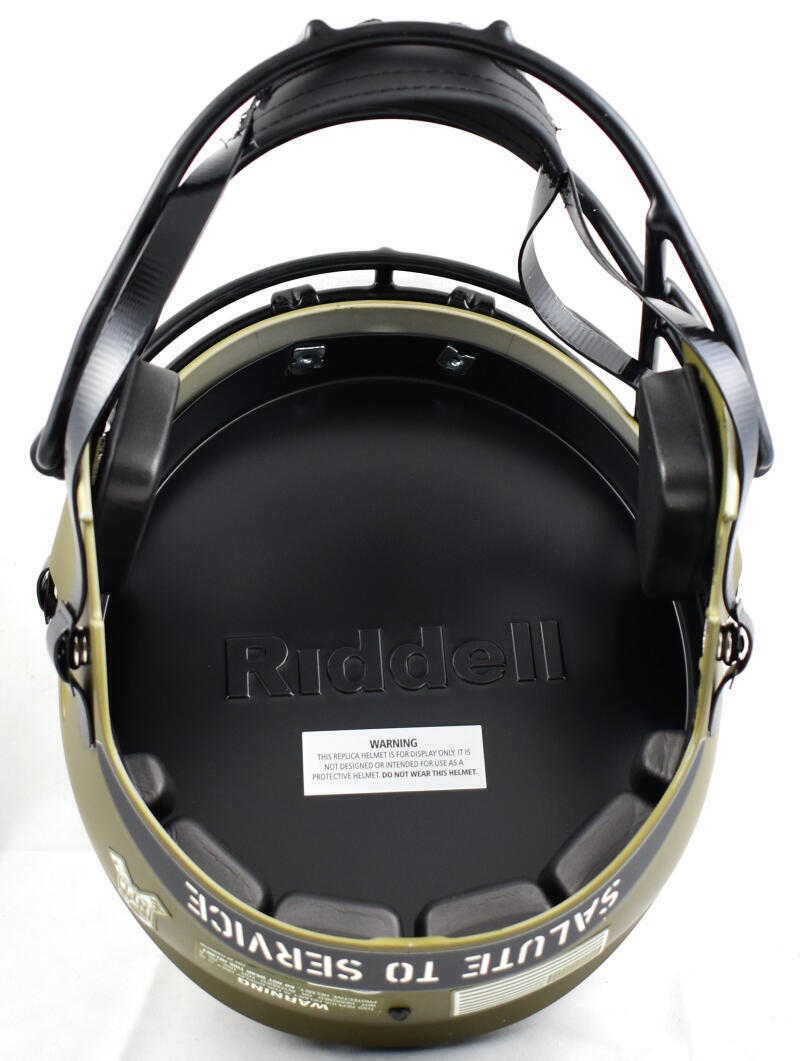 Marshall Faulk Signed F/S Rams Salute to Service Speed Helmet - Beckett W Holo